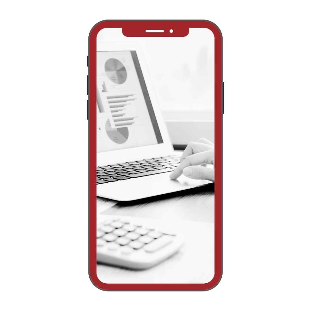 mock up cellulare con immagine strumento di monitoraggio finanze