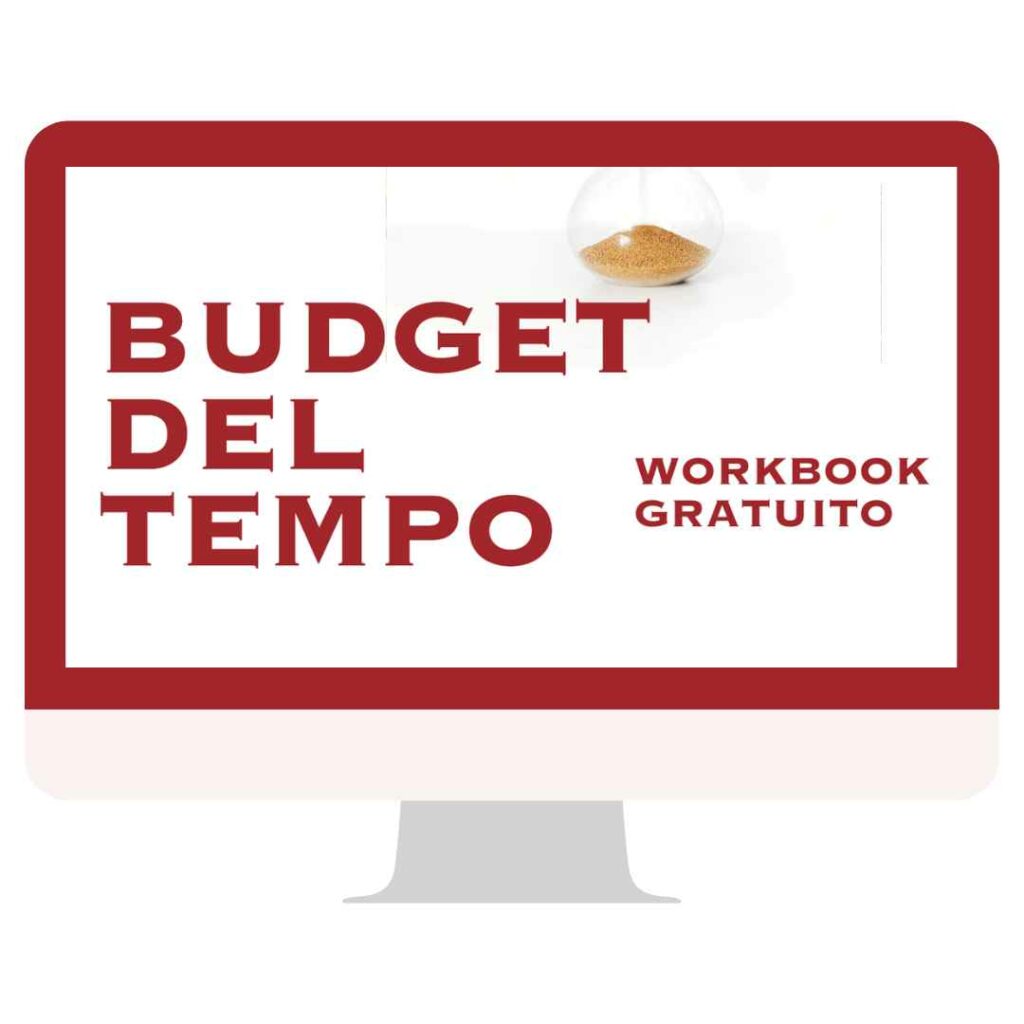 mockup computer con workbook budget del tempo in evidenza